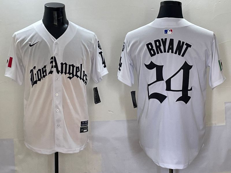 Men Los Angeles Dodgers #24 Bryant White Five generations Joint Name 2025 Nike MLB Jersey style 1